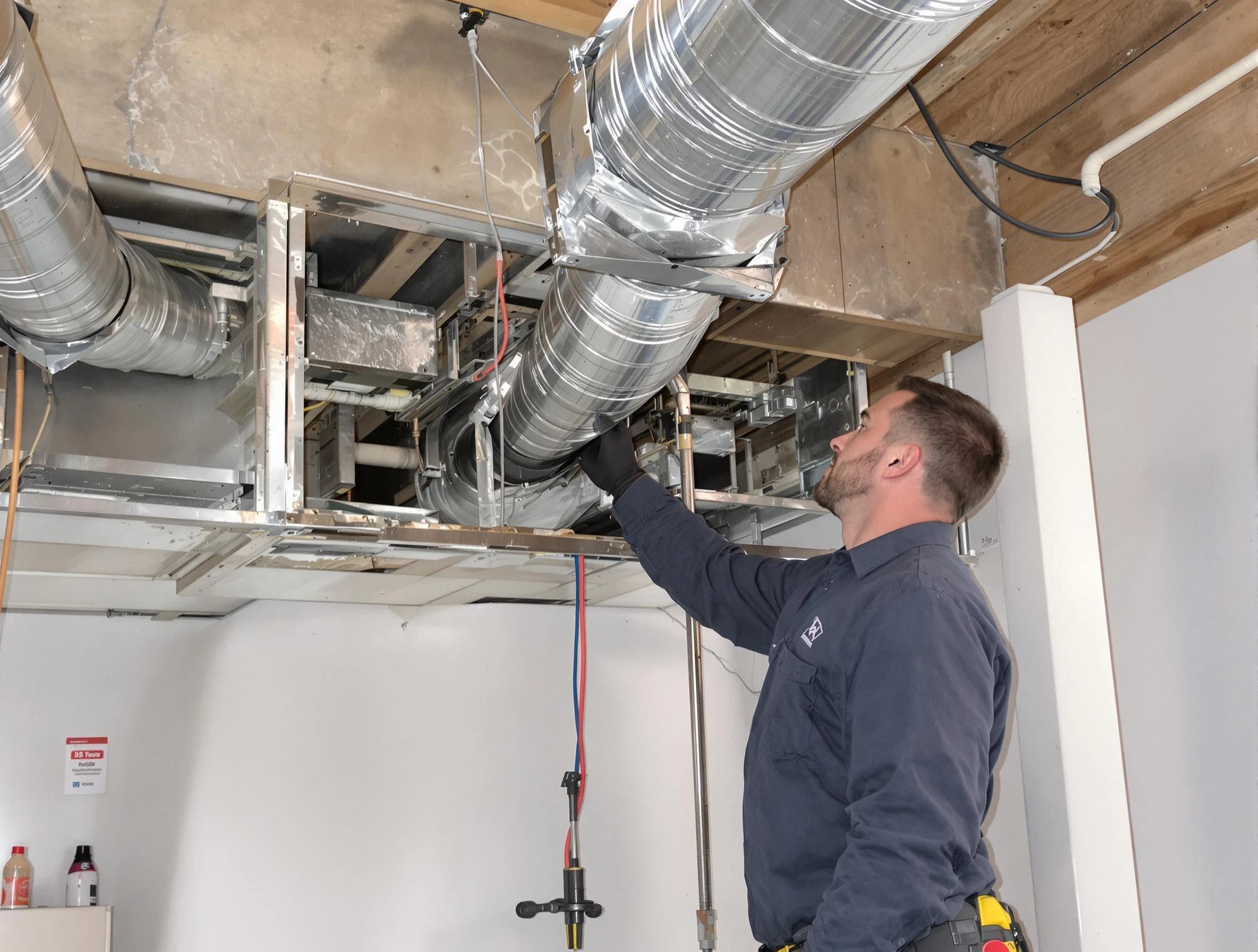 Christiana Air Duct Cleaning technician performing professional air duct repair using specialized tools in Christiana