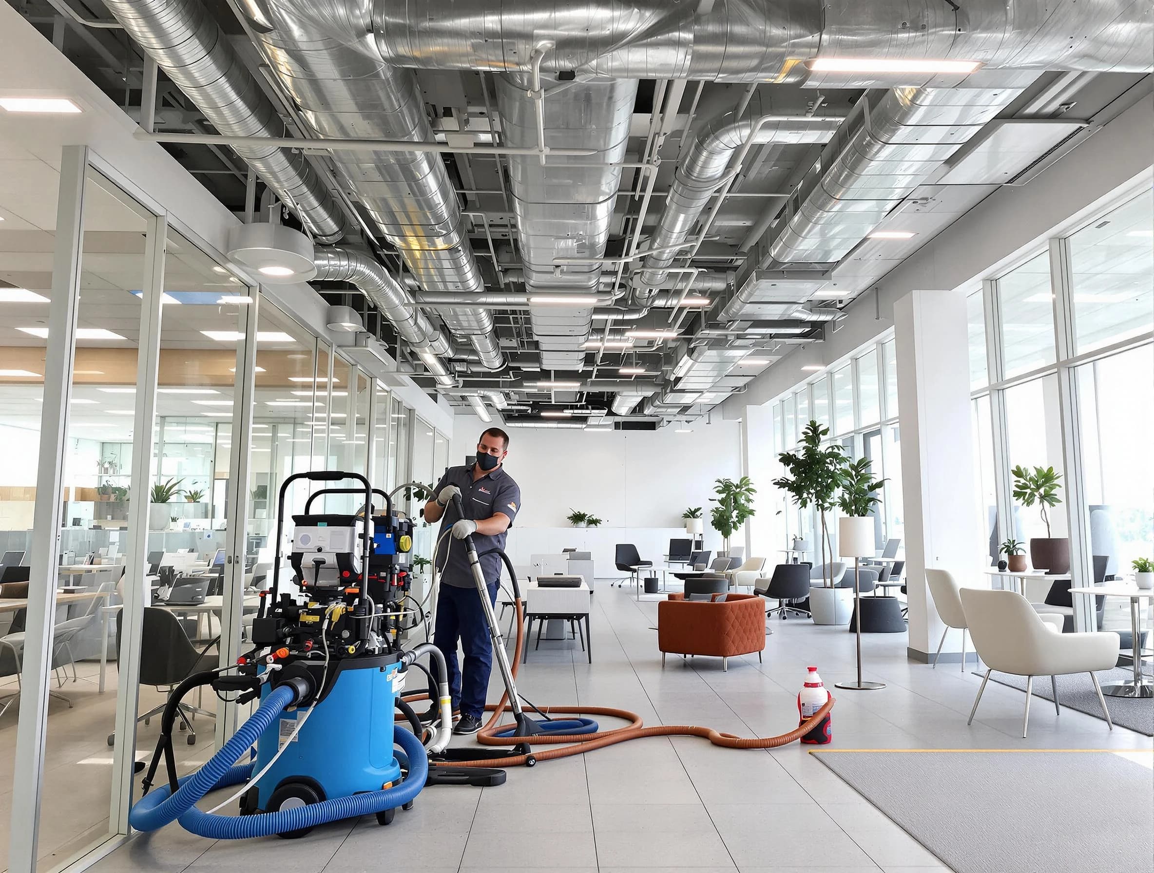 Christiana Air Duct Cleaning team conducting comprehensive commercial duct cleaning at a business location in Christiana