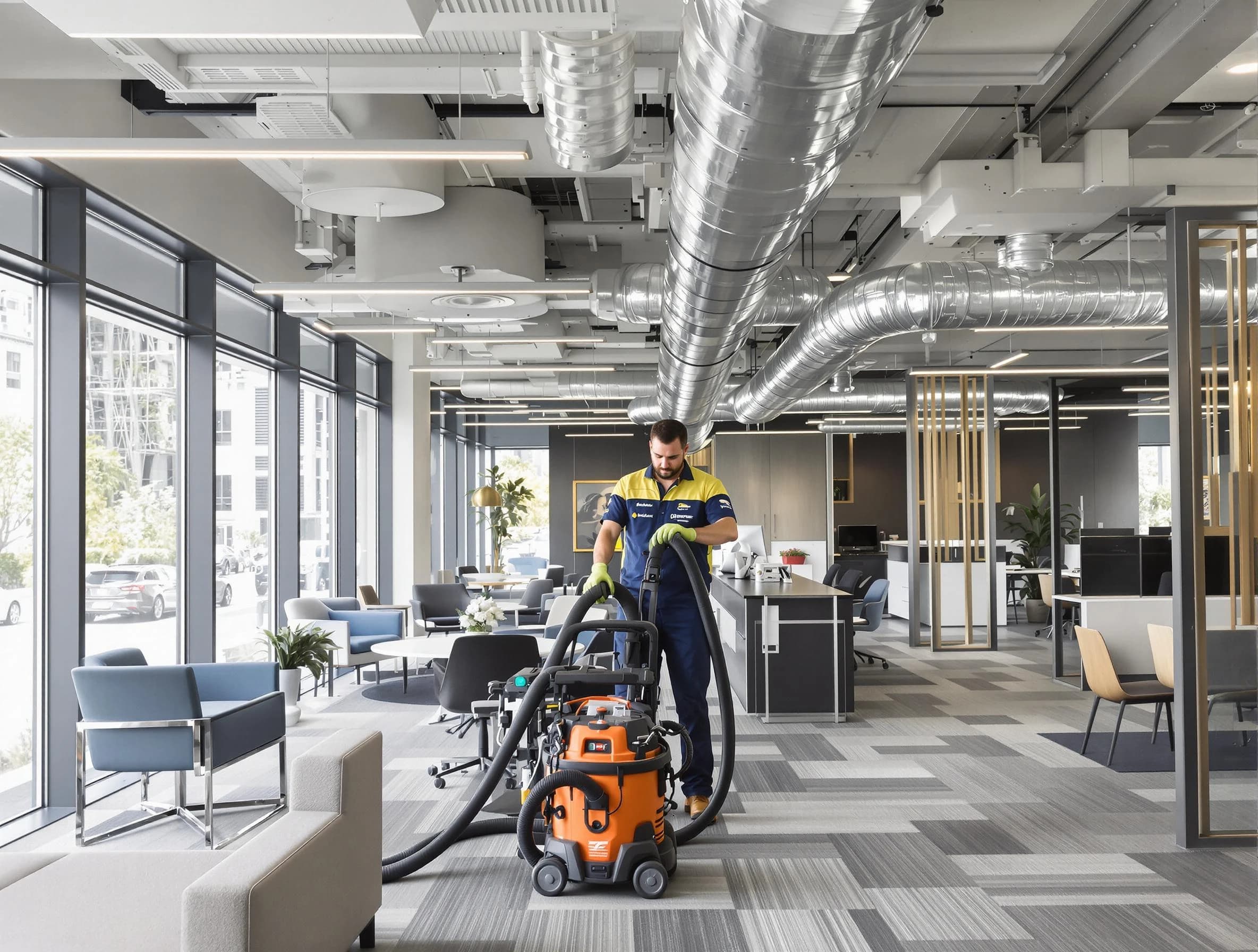 Christiana Air Duct Cleaning team performing thorough commercial duct cleaning at a Christiana business center