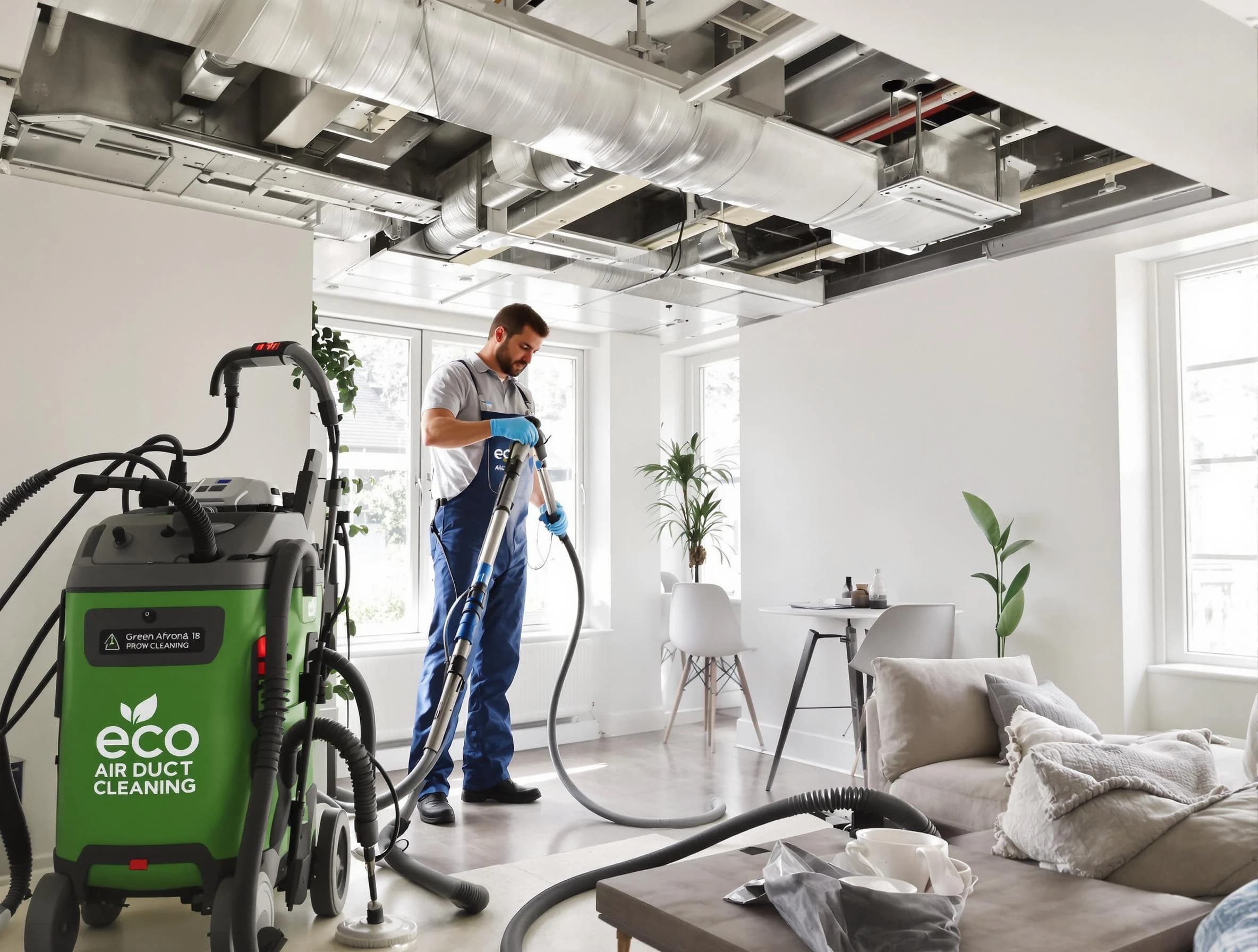 Christiana Air Duct Cleaning technician performing eco-friendly duct cleaning using sustainable methods in Christiana