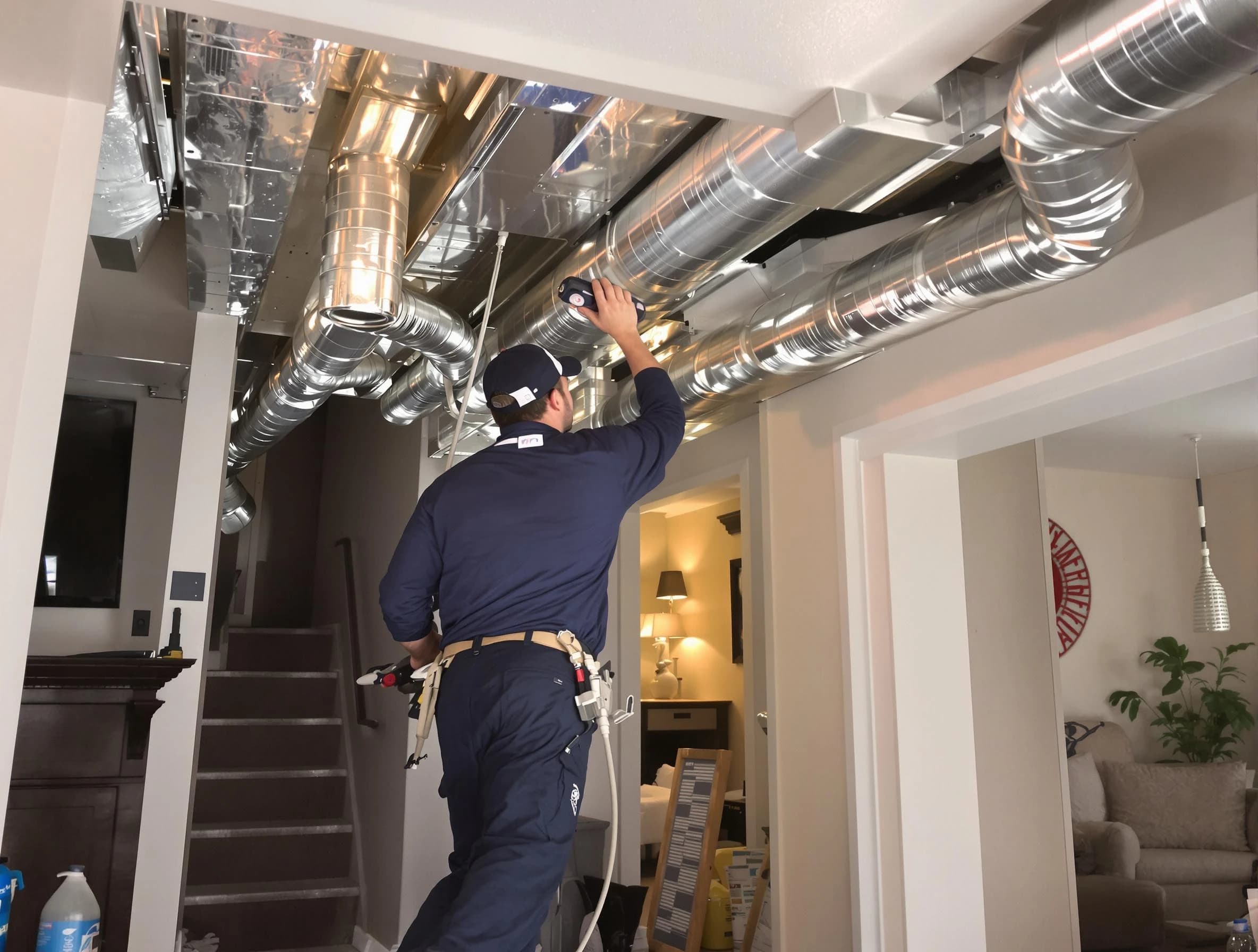Christiana Air Duct Cleaning expert performing specialized duct cleaning in a mobile home in Christiana